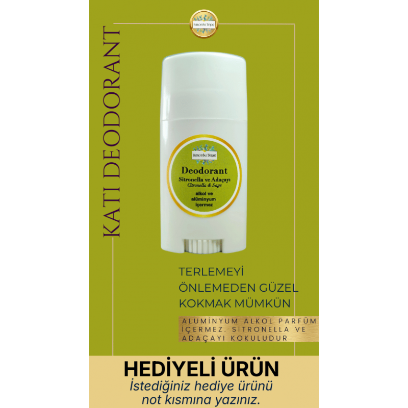 Katı Deodorant - Sitronella ve Adaçayı -55 gr - HEDİYELİ ÜRÜN! İstediğiniz HEDİYE ürünü not kısmına yazınız.