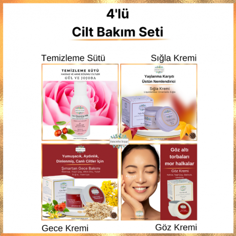 Cilt Bakım Seti 4'lü (Tem.Sütü+Sığla+Gece+Göz Kremi) 