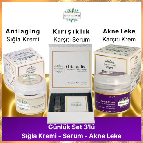 Günlük Set 3'lü (Sığla Kremi + Kırışıklık Karşıtı Serum + Akne Leke Karşıtı Krem)