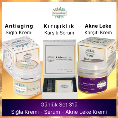 Günlük Set 3'lü (Sığla Kremi + Kırışıklık Karşıtı Serum + Akne Leke Karşıtı Krem)